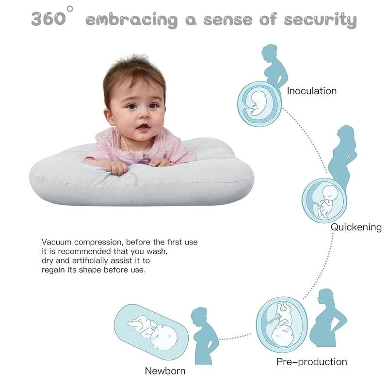 PGONEEE Baby Lounger for Newborn, Bionic Design Baby Lounger, Soft Organic Cotton Breathable Lounger for Infants 0-18 Months (Gray) - Image 5